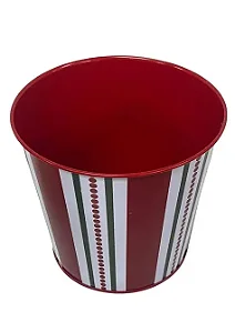 Balde metal redondo listra de natal (1 und)