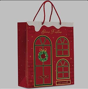 Sacola especial guirlanda boas festas de natal