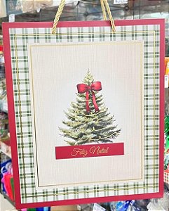 Sacola pinheiro xadrez verde de natal (1 und)