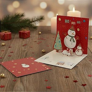 Cartão de natal boneco de neve 3D (1 und)