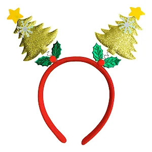 Tiara árvore de natal amarelo com glitter (1 und)