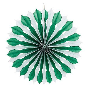 Leque de papel listra verde folha (1 und)