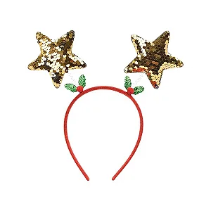 Tiara estrela dourado de natal (1 und)