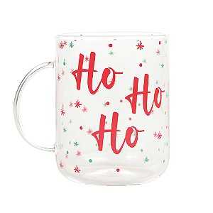 Caneca ho ho ho de natal incolor (1 und)