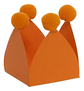 Forminha para doces laranja com pompons laranja (20 unidades)