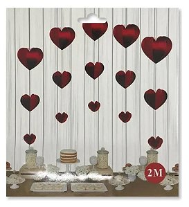 Cortina decorativa coração metalizado (1 und)