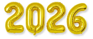 Balão metalizado dourado 2026 (04 un)