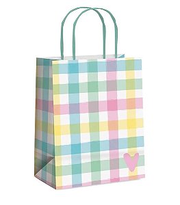 Sacola de presente xadrez colorido (1 und)