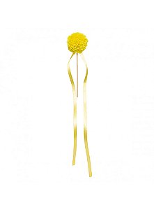 Topo de bolo pompom amarelo quindim (1un)