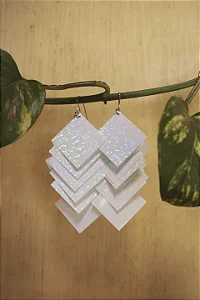 Brinco de paetês quadrado branco (1 und)