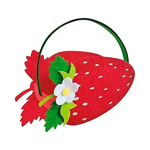 Cesta com alça feltro morango (1und)