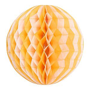 Globo de papel de seda listra amarelo queimado 34cm