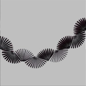 Guirlanda leques de papel de seda listra preto e branco (1 unidade)