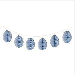Guirlanda mini ovo de páscoa azul jeans (6und)