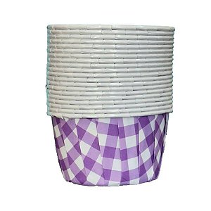 Forminha de cupcake xadrez vichy lilás (20 und)