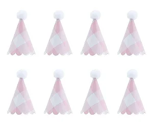 Mini chapeuzinho xadrez rosa (08un)