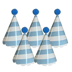 Chapéu de festa listra azul céu (5 und)