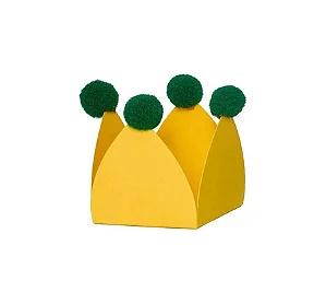 Forminha para doces com pompom amarelo e verde copa (20 und)