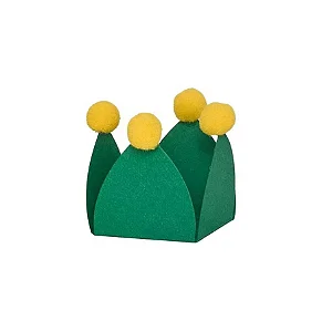 Forminha para doces com pompom verde e amarelo copa (20 und)