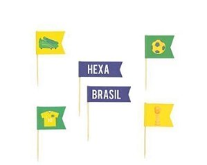 Toppers para doces hexa brasil (6und)