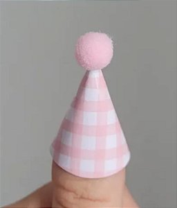 Mini chapeuzinhos vicky xadrez rosa claro (6und)