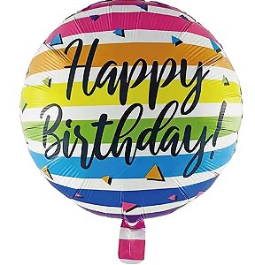 Balão happy birthday colorido metalizado (1und)