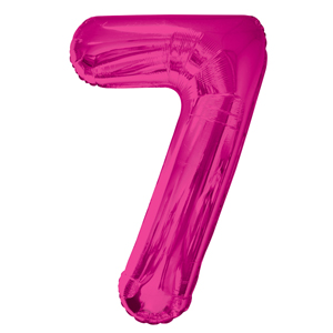 Balão numeral 7 rosa metalizado (1 un)