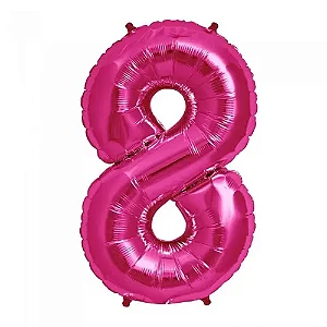 Balão numeral 8 rosa metalizado (1 un)