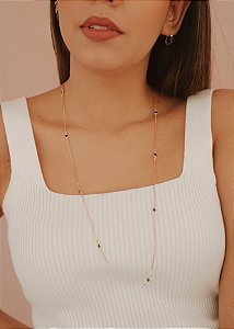 Colar Clara - pedras azuis banho ouro 18k