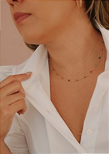 Colar Dayana - pedras naturais coloridas banho ouro 18k