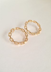Brinco Paula - elos de zircônias banho ouro 18k