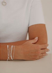 Pulseira Flávia - corda de violão banho ouro e prata