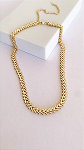 Colar Adele - malha dupla escamas Banho Ouro 18k
