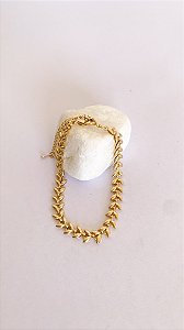 Pulseira Mavie - folhas duplas texturizadas Banho Ouro 18k