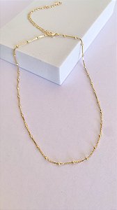 Colar Zara - veneziana com mini bolinhas Banho Ouro 18k