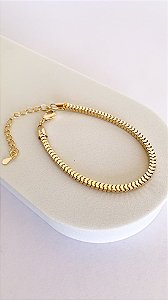 Pulseira Livia - malha quadrada Banho Ouro 18k