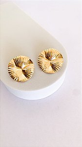 Brinco Maya - redondo texturizado Banho Ouro 18k