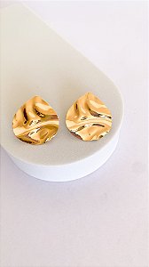 Brinco Karina - gota orgânica Banho Ouro 18k