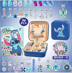 Kit porta joia Stitch c/36 acessórios pandora (bijuteria)