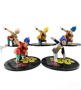 Kit dragon ball c/5 bonecos de pvc 10cm bonecos 13cm a base