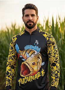 Camisa de Pesca UV50+ Tucunaré Sombra do Lago Amarela