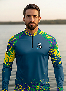 Camisa de Pesca UV50+ Brasil Spirit Azul