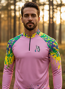 Camisa de Pesca UV50+ Brasil Spirit Rosa