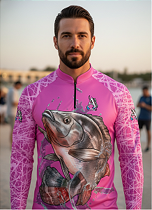 Camisa de Pesca UV50+ Tilápia Moviment Rosa