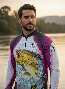 Camisa de Pesca UV50+ Dourado Real Rosa