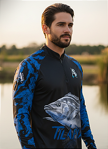 Camisa de Pesca UV50+ Tilápia Sombra do Rio Azul