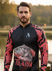Camisa de Pesca UV50+ Tilápia Sombra do Rio Vermelho
