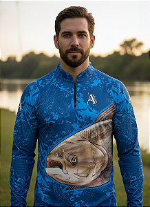 Camisa de Pesca UV50+ Tambaqui Senhor dos Lagos Azul