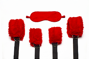 KIT BONDAGEM VERMELHO 4 AMARRAS E 1 VENDA - 909