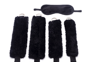 KIT BONDAGEM PRETO 4 AMARRAS E 1 VENDA - 908